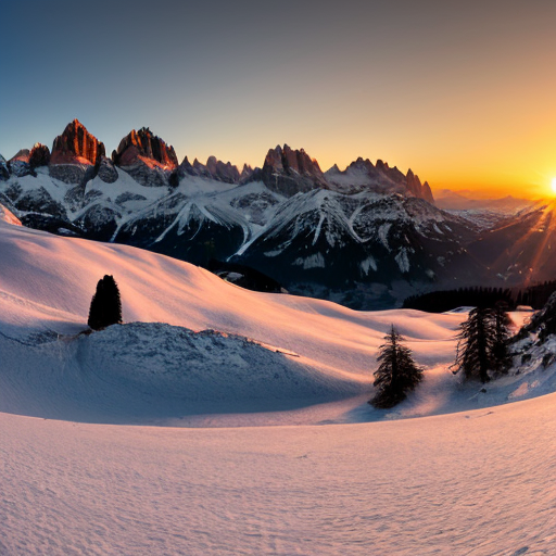 panorama dolomitico al tramonto