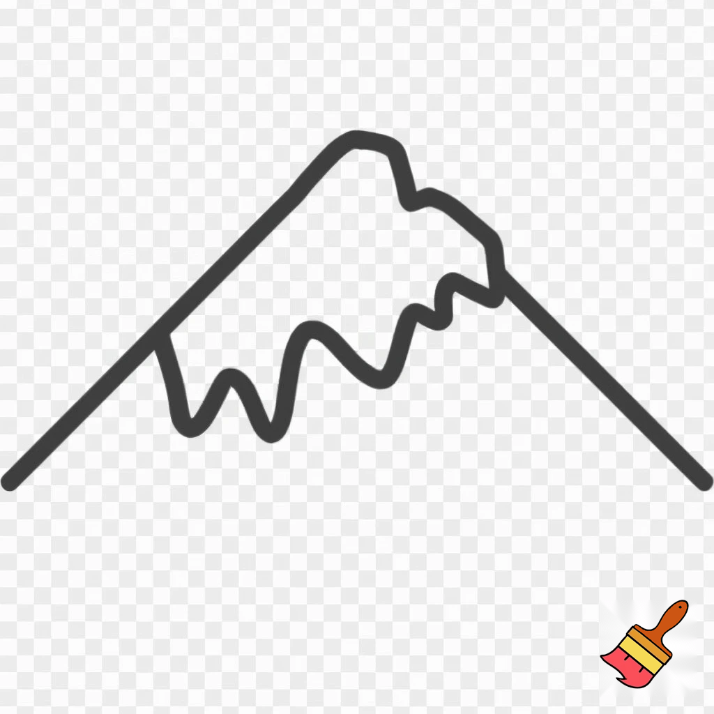 single icon of mountain in line art
