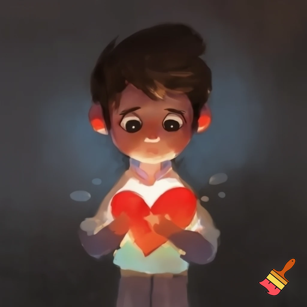 एक लड़का दिल से प्यार करता हुआ, उदास आँखें,
सामने लड़की की याद, हल्का कार्टून स्टाइल,
भावुक माहौल, शाम का समय, कहानी जैसा सीन