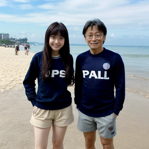 detective conan conan avec un mayo et un short du PSG a la plage