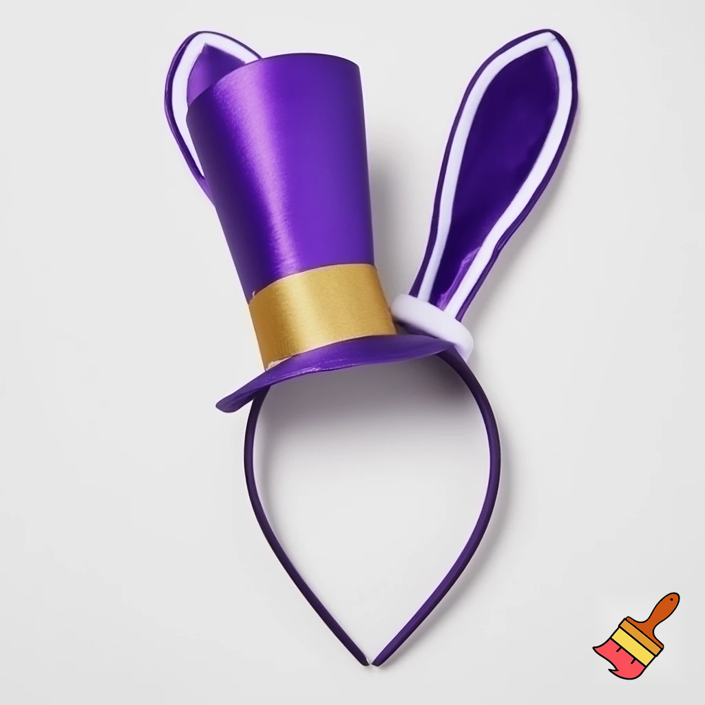 Easter bunny top hat headband, purple, purple and white with gold