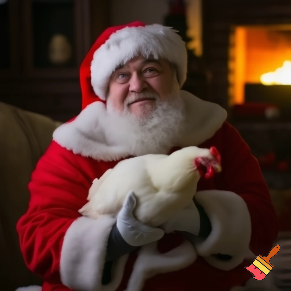 Thomas and the chicken Santa Claus