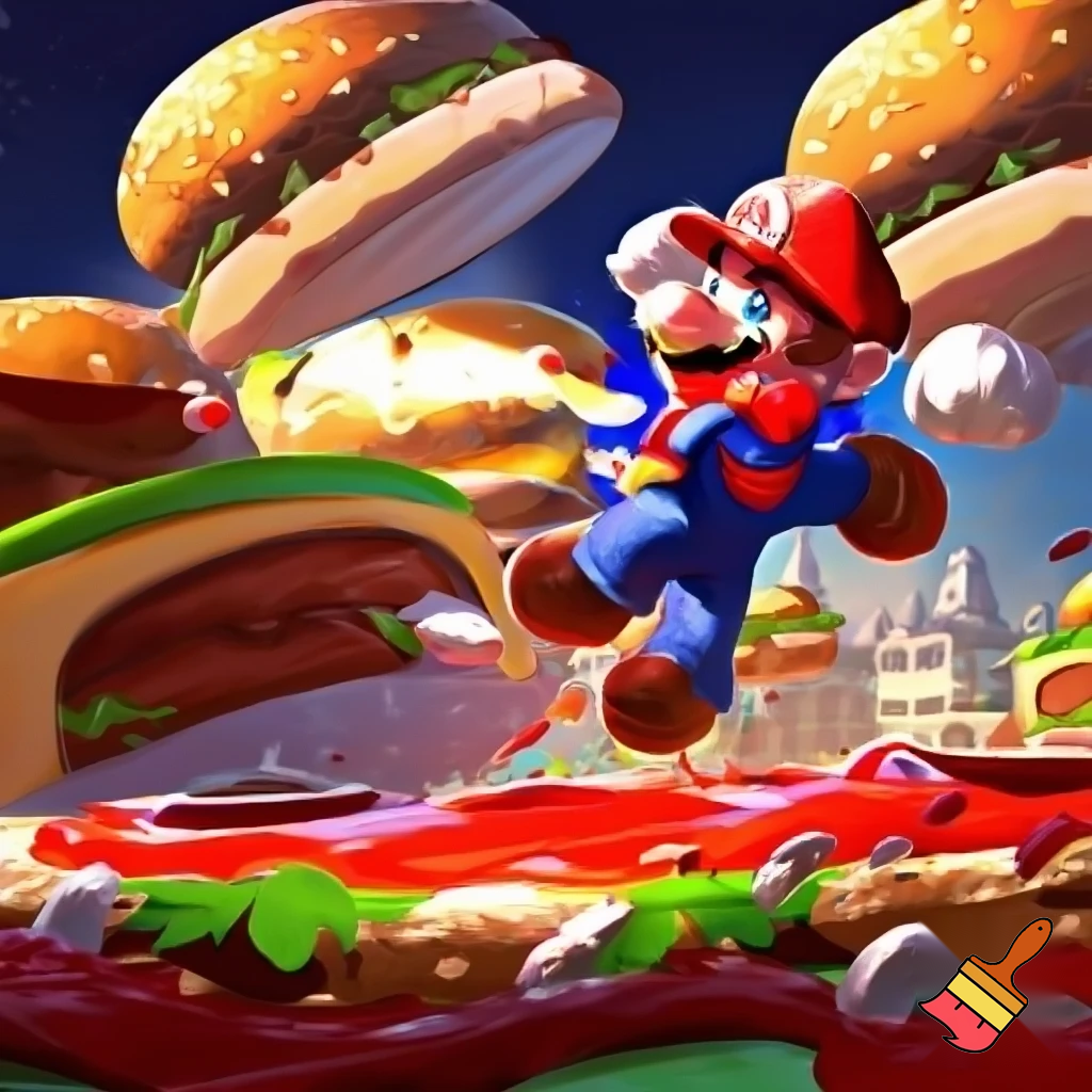 Mario in the hamburger disaster