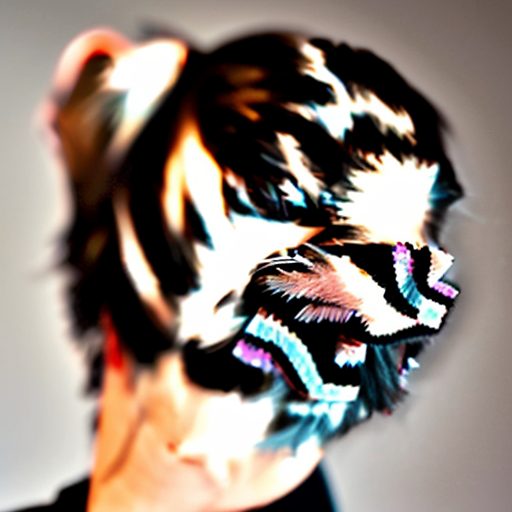 CREATE ME AN IMAGE OF A BEAUTIFUL WOMAN WITH HAIR IN A PONYTAIL AND A SLIGHT FUR ON THE UPPER LIP ON THEIR FACE