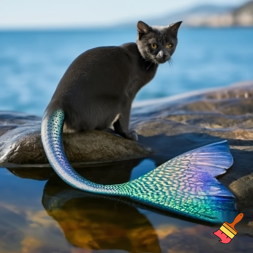 A cat with and mermaids tail