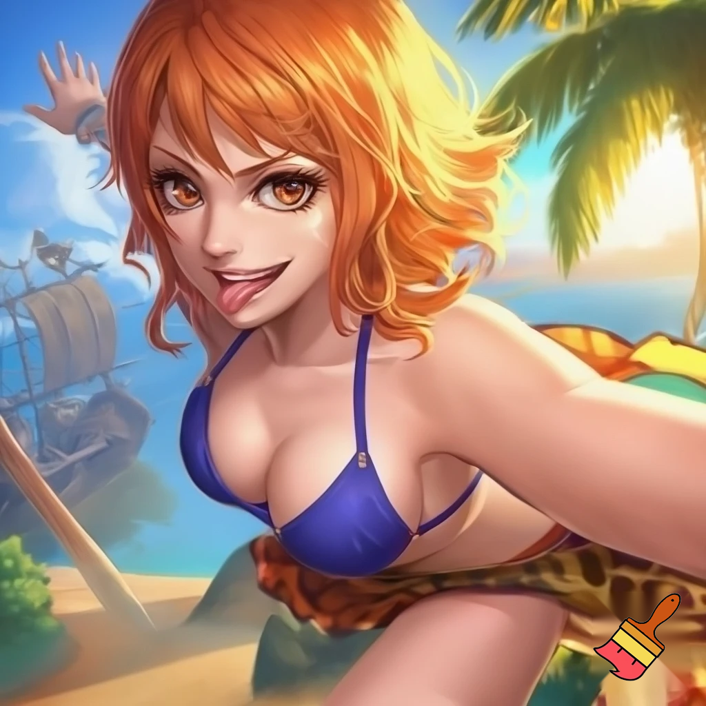 Nami from one piece with tounge out