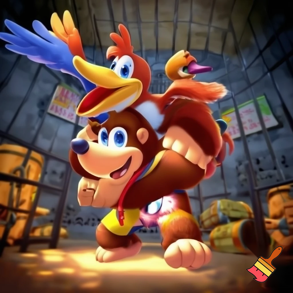 Banjo and kazzoie in a jail level