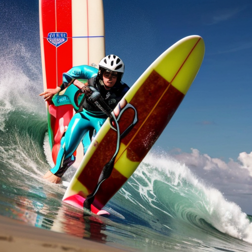 jeffery epstien with glowing red eyes on a surf board running away from the police