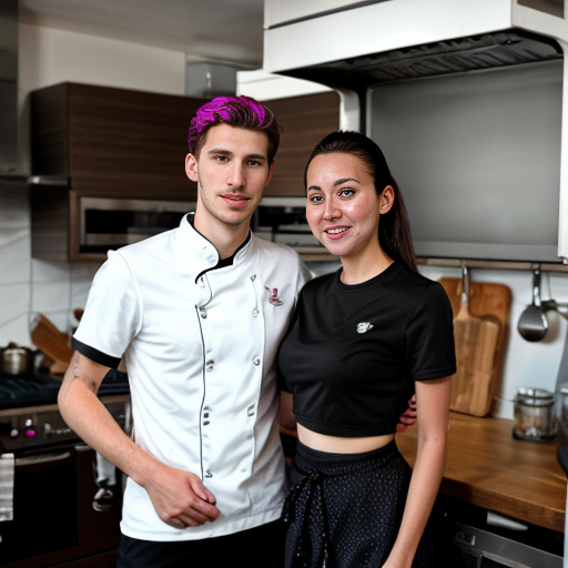 Goretzka and Vanessa at the kitchen 