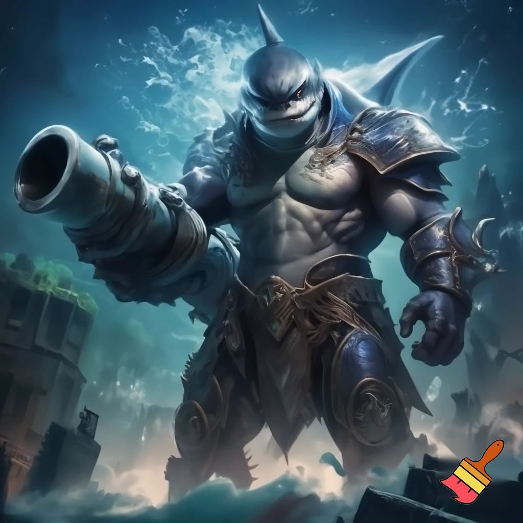 King shark prince nanaue using a heavy artillery 