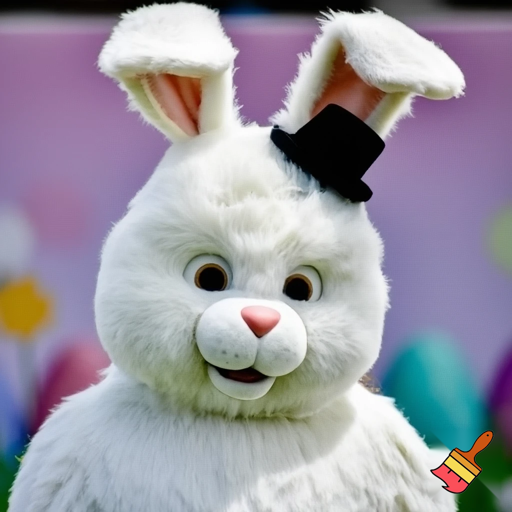 Easter bunny mascot costume top hat