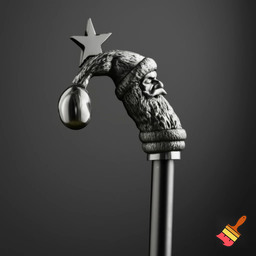 Russian Santa Claus walking stick with a star Santa Claus the real Santa Claus metal
