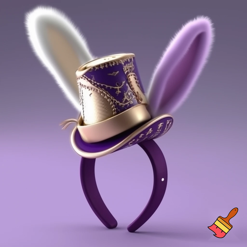 Easter top head headband, purple and white bunny ears top hat purple and gold top hat headband purple and gold and white