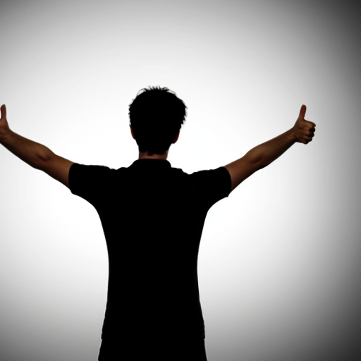 image of a person pointing at their back with 2 hands silhouette