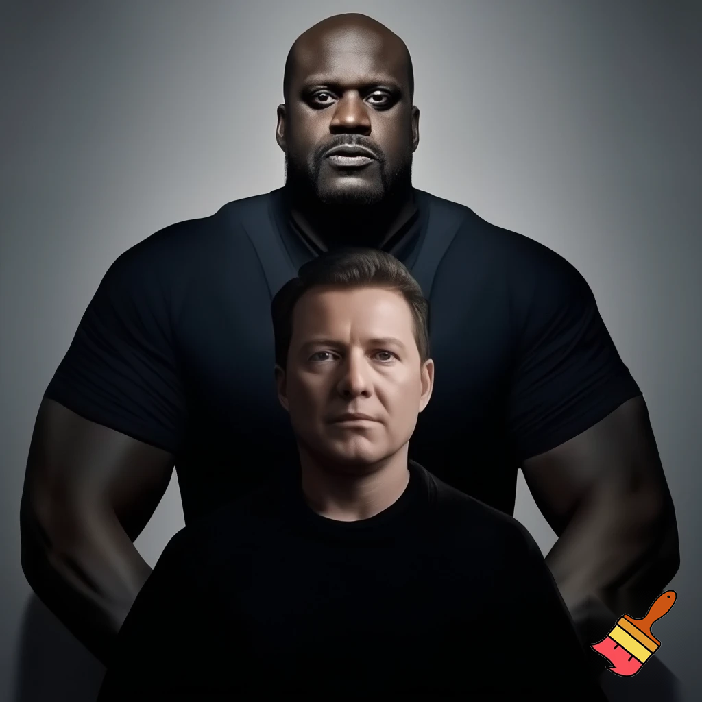 shaquille Oneal with charlie  kirks  face
