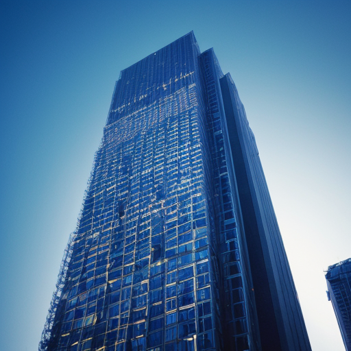 Neon blue skyscraper 