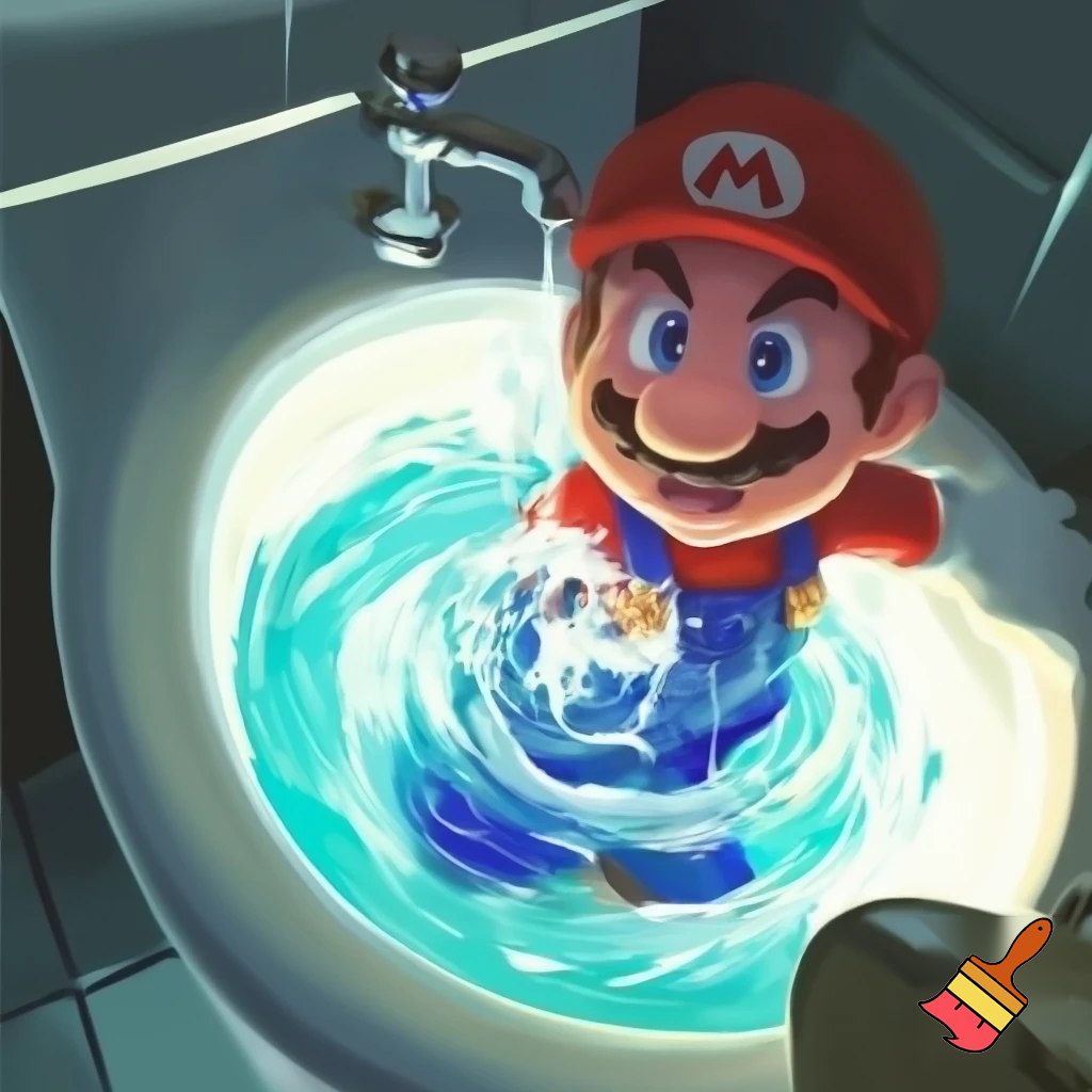 Mario being flushed down the toilet