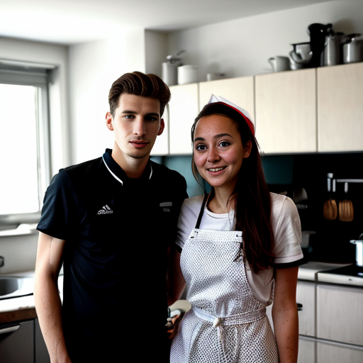 Goretzka and Vanessa at the kitchen 