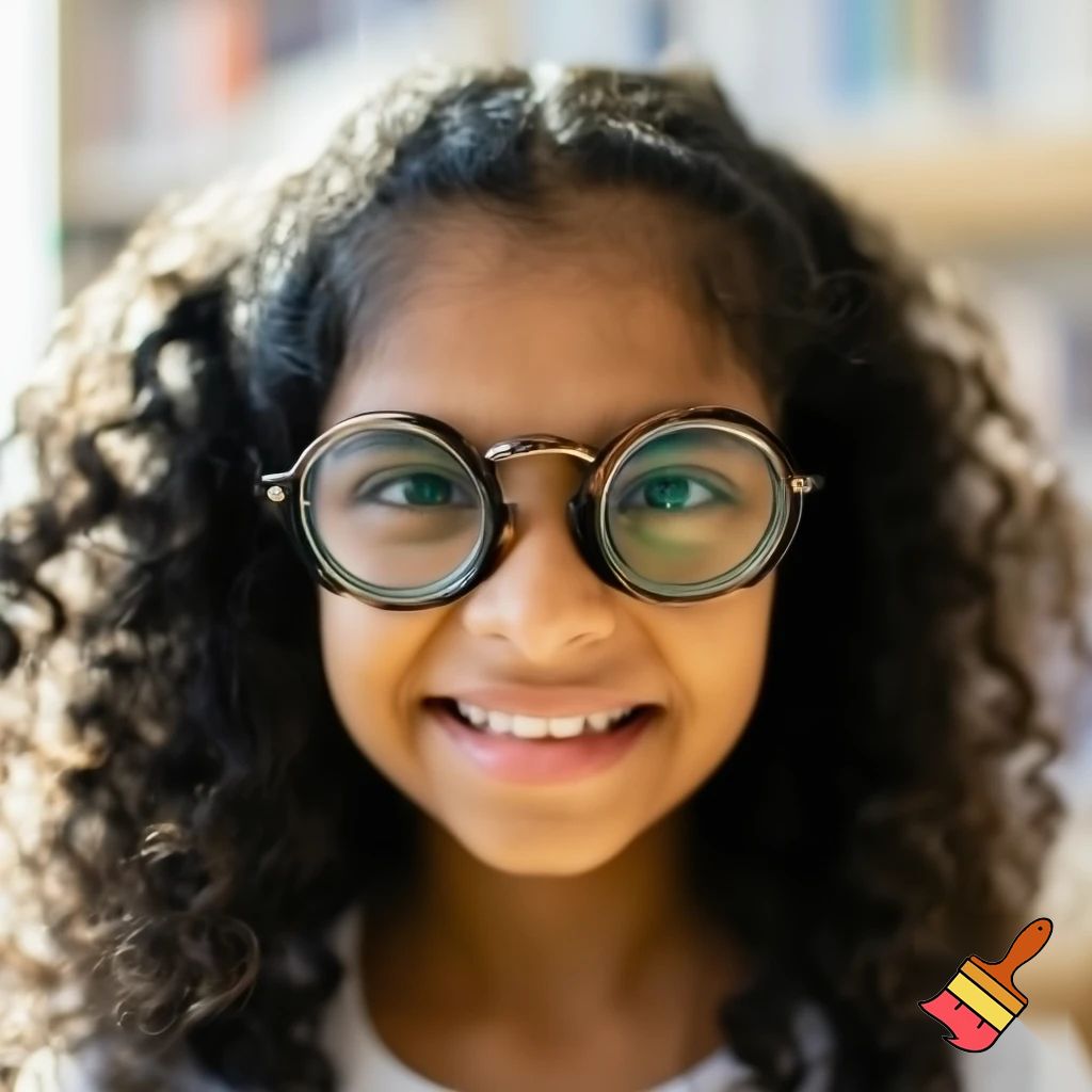 falgi named indian girl 
short like 4 foot short teenager curly hair with glasses