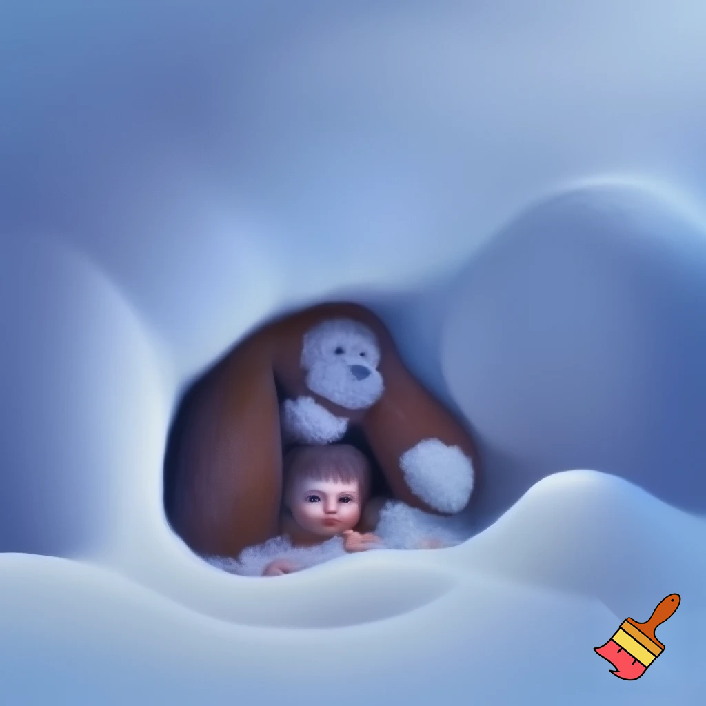 Put a kid inside a dog stuffed animal with the stuffing still inside and he’s getting buried in very, very deep snow