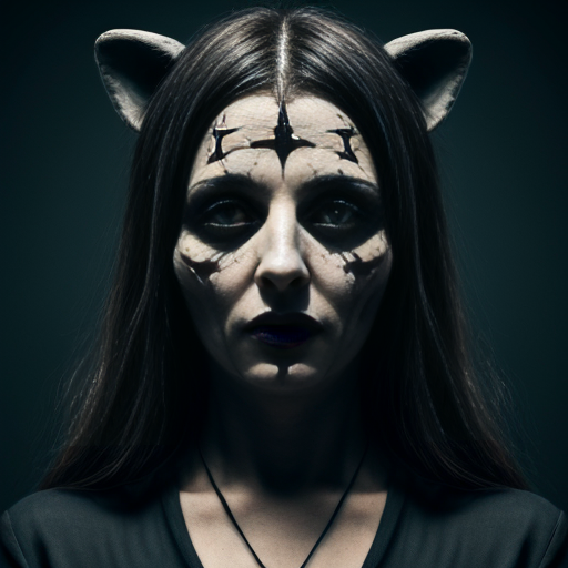 Dark Gothic Branched Woman Face with Fantastic Animals 4K High Definition Image 