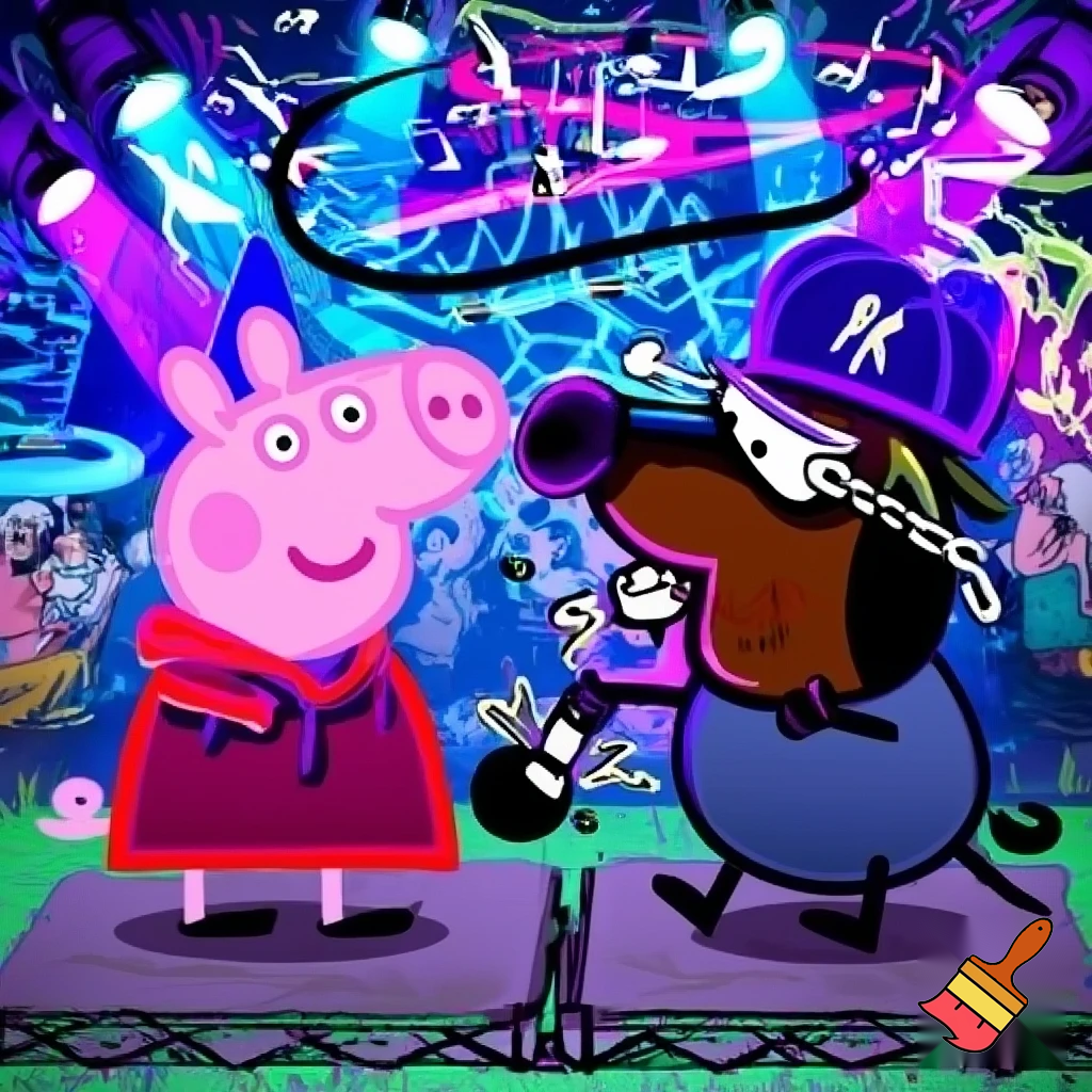 Peppa pig and Danny dog doing a sick rap battle 