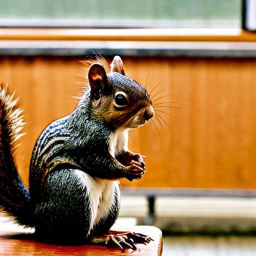 a squirrel say here in a school