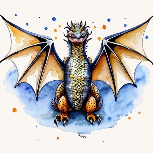 A dragon with 4 wings it looks like its snoring it has round slick scales with an orange tongue tufted hair on its head long tail with shorts barbs with huge orange eyes and a long snout with small nostrils make it look cute and more animated