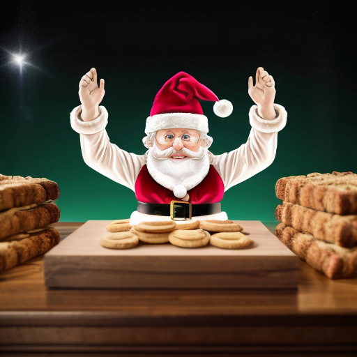 Crea questa immagine 🟡 Aspetto generale • Forma classica da sacchetto di biscotti con chiusura superiore piegata. • Colore predominante: beige/giallo chiaro con sfumature più calde, tipico dei prodotti da forno. 
• Sfondo  LEGGERMENTE SFOCATO: Un Albero di Natale delle luci accese di Natale.
Piano d’appoggio un tavolo di legno con accanto due biscotti a forma di babbo natale e alcuni sbriciolati.

 Testo e loghi • In alto: marchio “Mulino Rotto” in carattere e layout identici al logo Mulino Bianco (scritta blu, cornice bianca con elementi floreali stile mulino bianco).
 • Sotto il logo: dicitura “Ironia e Satira”, piccola e in stile elegante. 
• Titolo grande e centrale: “il BABBO DI MINCHIA’”, in caratteri blu.

• In basso centrale: "a Natale puoi…"

Con font come nelle confezioni reali Mulino bianco. Volutamente infantili e rassicuranti. 
• Il tono generale è amichevole e familiare.
🍪 Elementi grafici • Elemento centrale: 
Full-body front view of Santa Claus standing straight and facing the camera, smiling happily. Classic red Santa hat with large white pom-pom, long soft fluffy white beard. He wears a rich detailed red velvet Santa coat with thick luxurious white fur trim along the edges, cuffs, and hem. The coat has large shiny black buttons down the front, a wide black leather belt with a big golden buckle around the waist, visible stitching details, and slightly worn texture for realism. Under the open coat, black pants with red stripes on the sides and black boots. His arms are fully raised above his head, holding with both hands a large rectangular cardboard sign. The sign is light brown cardboard with visible light paper texture and slightly irregular edges.
On the sign, centered black bold uppercase text distributed on multiple lines exactly as follows:
SE NON CI VEDIAMO PIÙ, BUONE FESTE
The line "BUONE FESTE" has a thick horizontal red strike-through line crossing through the middle of the words, as if correcting an error.
Below it, centered on the sign, the word "MEGLIO" in bold red capital letters, noticeably larger and clearly legible.
Clean white background, festive and warm atmosphere, highly detailed realistic rendering, professional studio lighting, 4k quality
Stile cartoon umoristico esagerato, colori vivaci, atmosfera caotica e comica alla Tex Avery, illuminazione calda da bar mattutino, ultra dettagliato, 8k"


Stile cartoon umoristico esagerato, colori vivaci, atmosfera caotica e comica alla Tex Avery, illuminazione calda da bar mattutino, ultra dettagliato, 8k"
•	La grafica è curatissima: font identici, disposizione degli elementi, stile fotografico dei biscotti sono praticamente indistinguibili dai packaging veri di Mulino Bianco. Questo aumenta l’effetto disturbante e comico.
