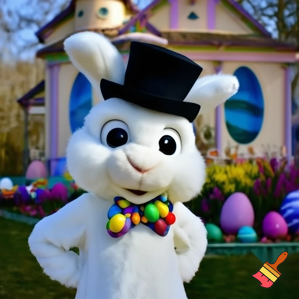 Easter bunny mascot costume top hat Easter only sells house