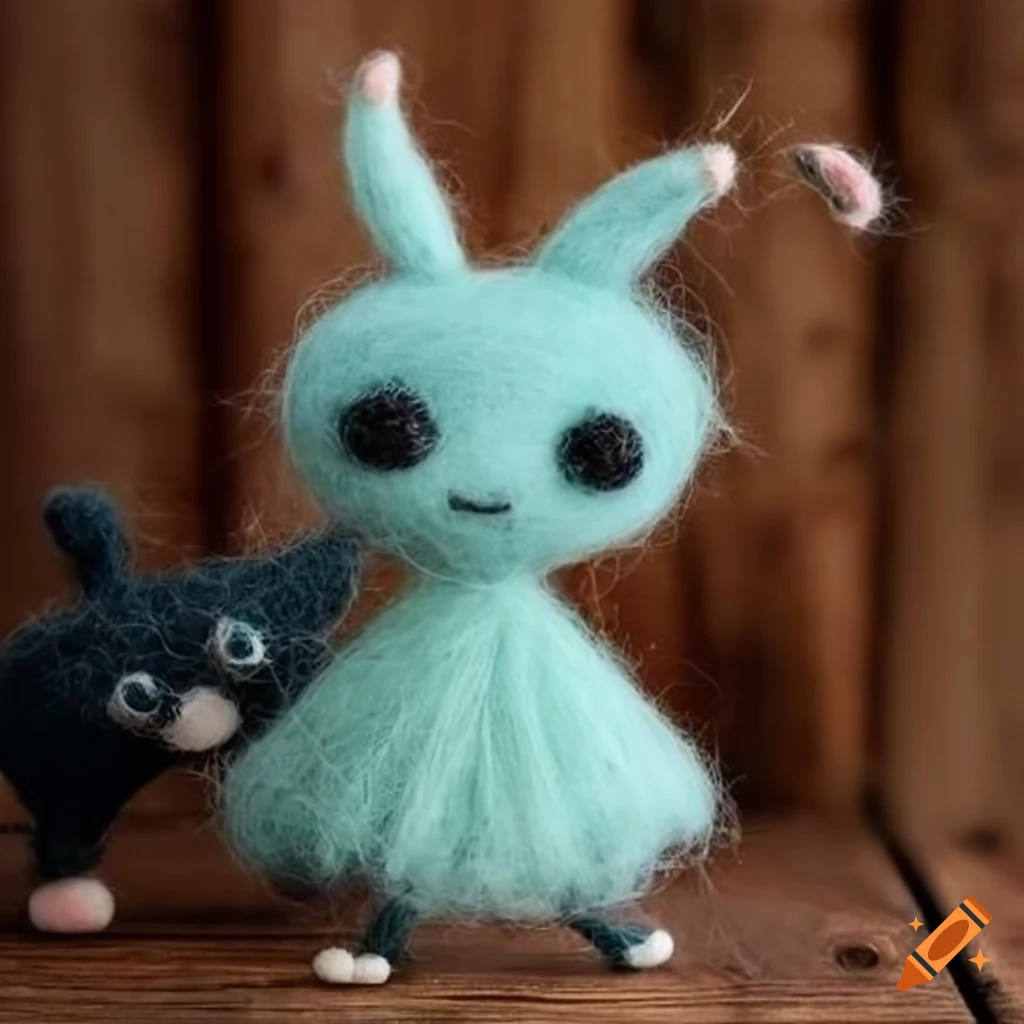 Felted wool dream creatures with outfit