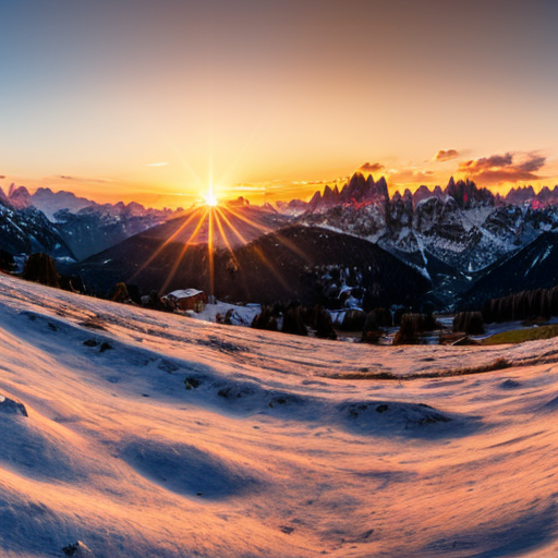 panorama dolomitico al tramonto
