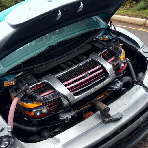 car with 3 alternators sticking out of hood
