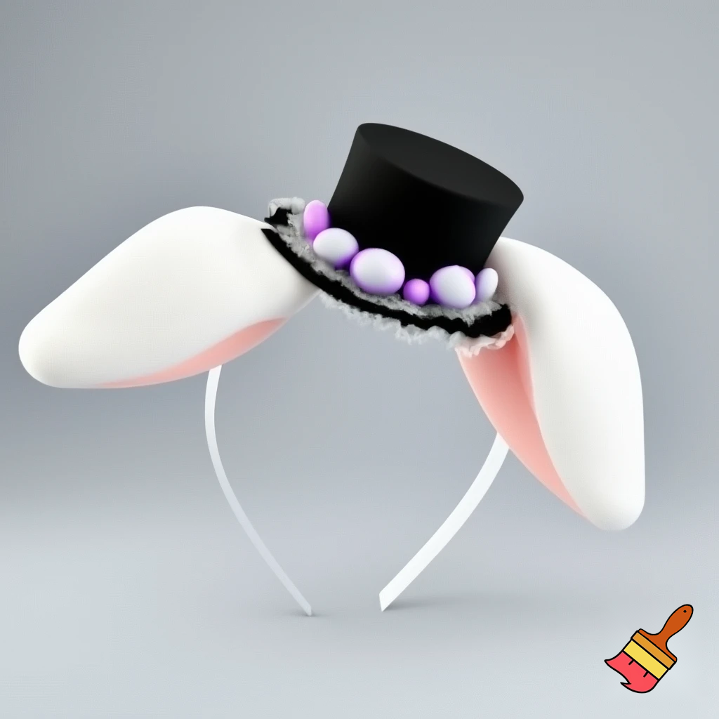 Easter top hat headband, Easter bunny headband, top hat, purple and white