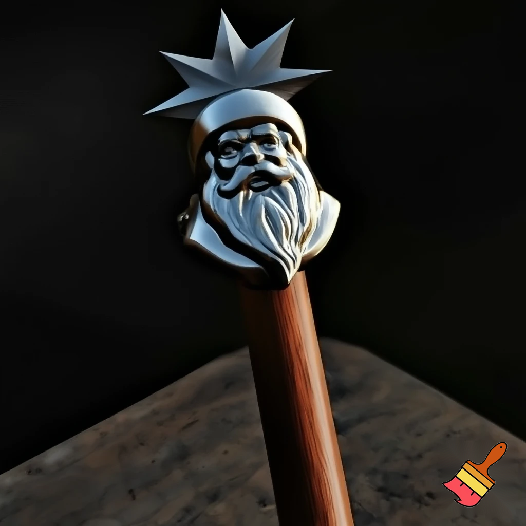 Russian Santa Claus walking stick with a star Santa Claus the real Santa Claus metal