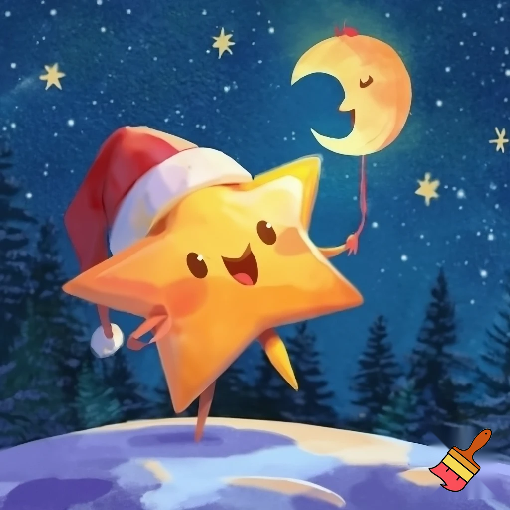Star and the moon christmas cartoon