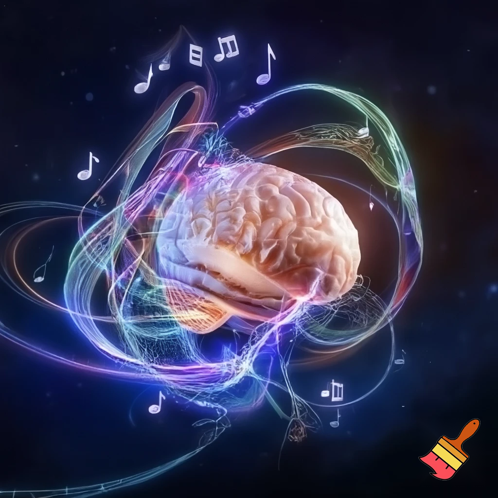 music swirling around a brain