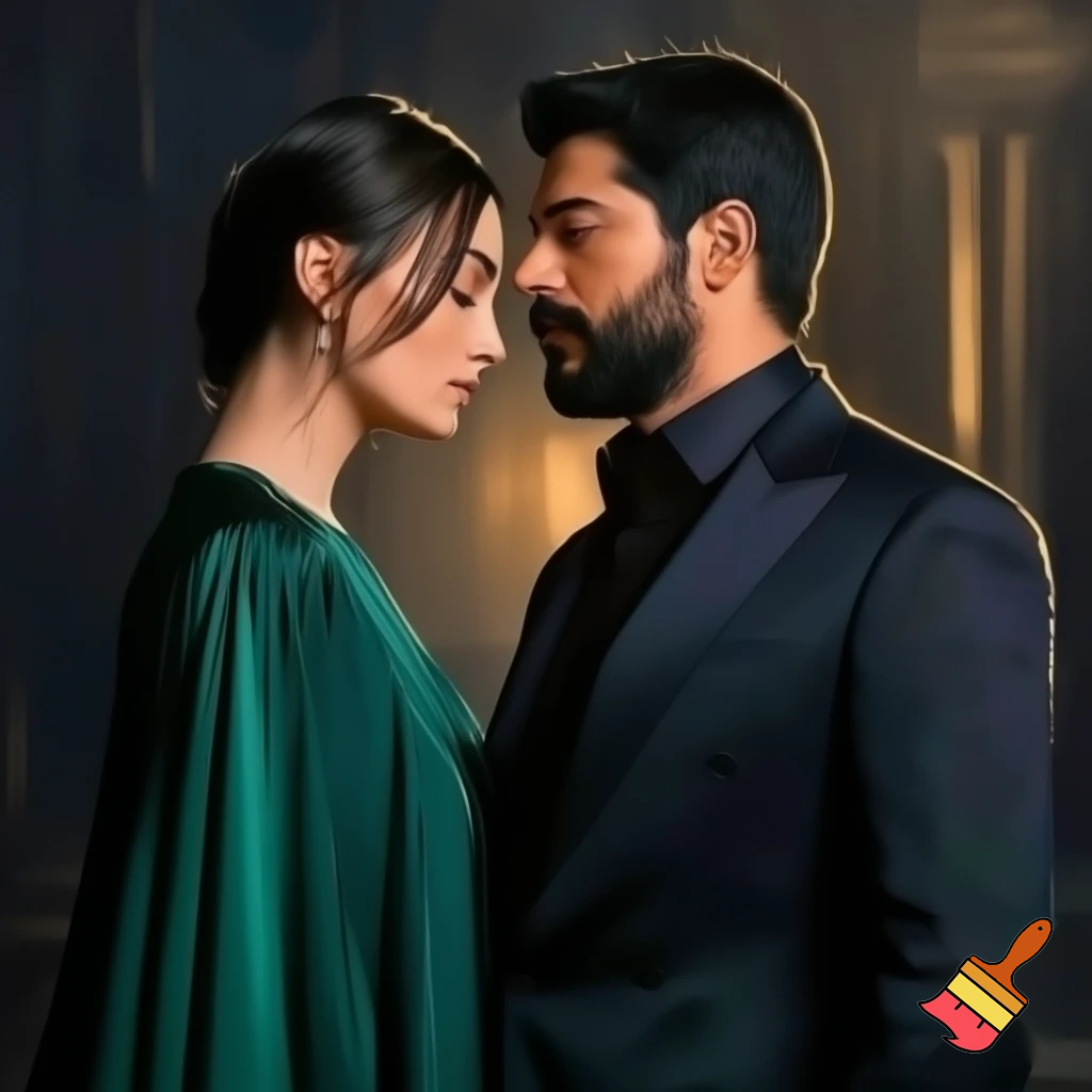 burak ozcivit and esra bilgic standing together
