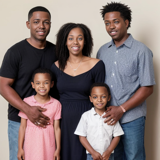 family of 6 without a wife black family 5 kids and dad 