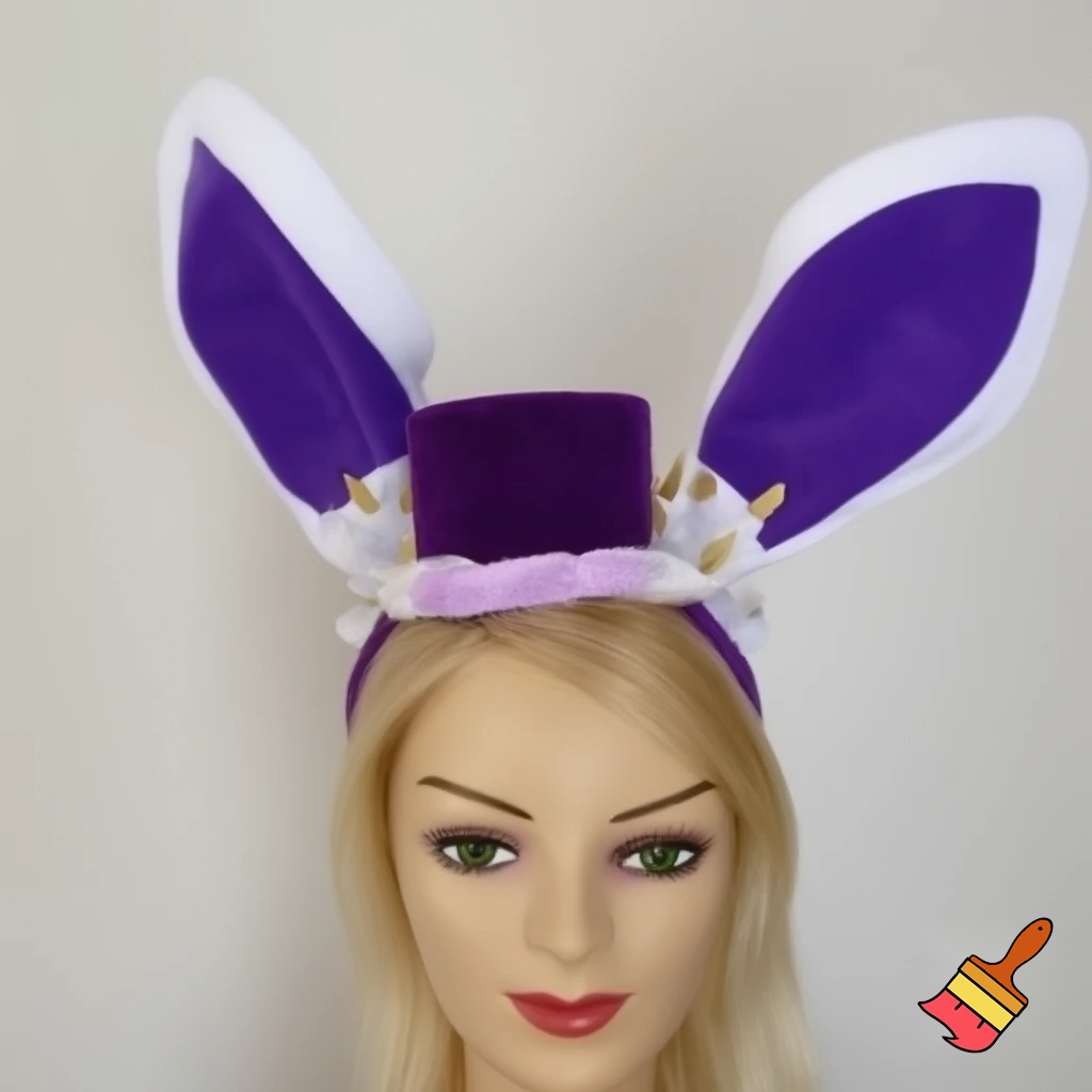 Easter top hat headband Easter bunny headband, purple and white with gold Easter top hat headband and fabric velvet and fabric velvet top head headband top hat headband