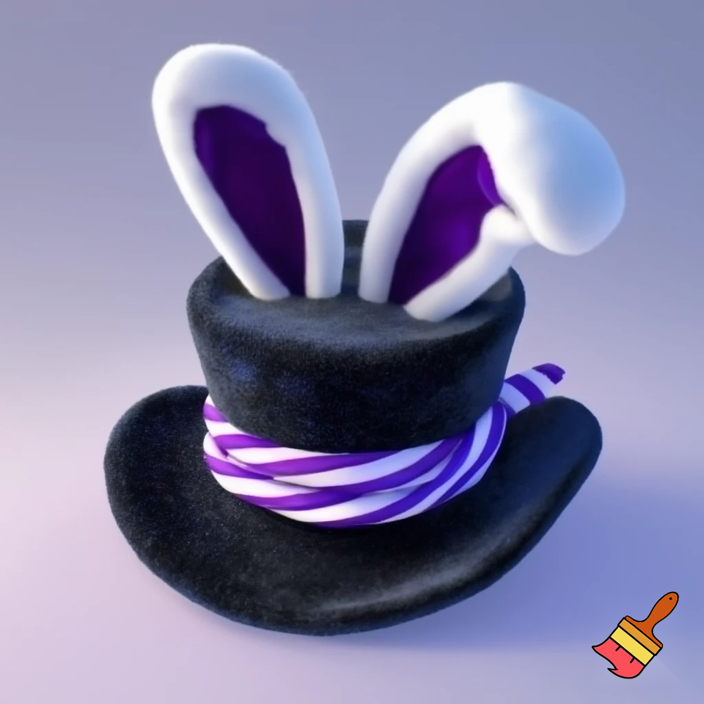 Black top hat with bunny ears velvet white and purple purple and white headband fabric and velvet glitter, purple and pink special present true special and delicate velvet white purple Easter bunny is bunny top hat velvet?