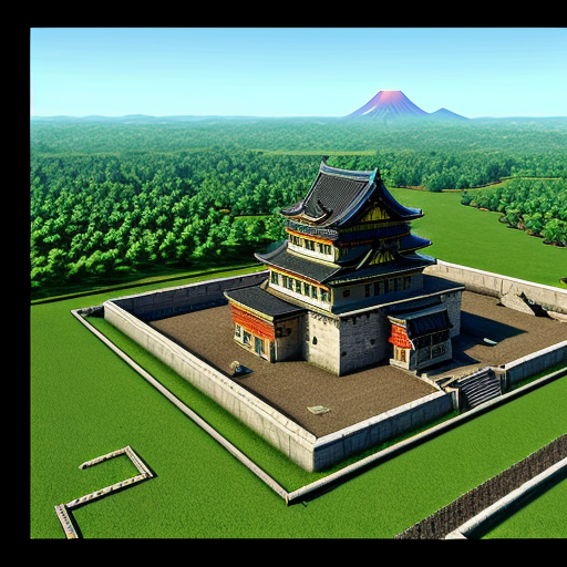 A Japanese Castle with gardens, training grounds, a trading hub, an arena, and an empty yet wide forge-weaving land for creation such as blacksmithing, weaving, alchemy or creating. Fully equipped and absolutely protected, fit for an Emperor who does godlike powers and his empire.