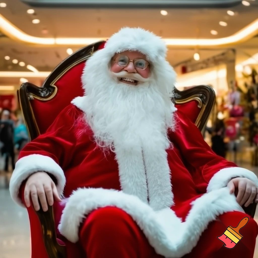 Santa Claus shopping mall Santa Claus chair at the shopping centre photo Santa Claus photo Santa Claus’s glasses big Santa chair