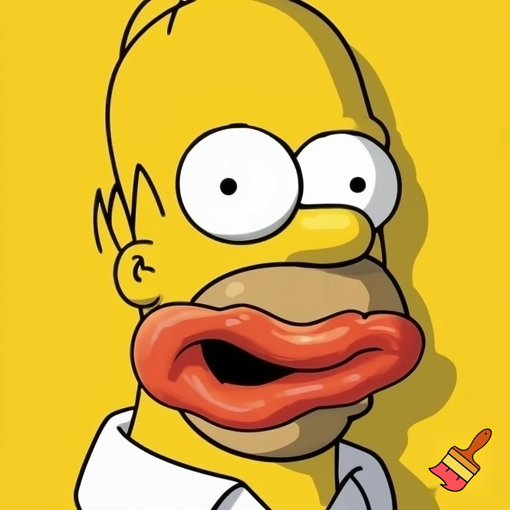Homer Simpson with  massive lips