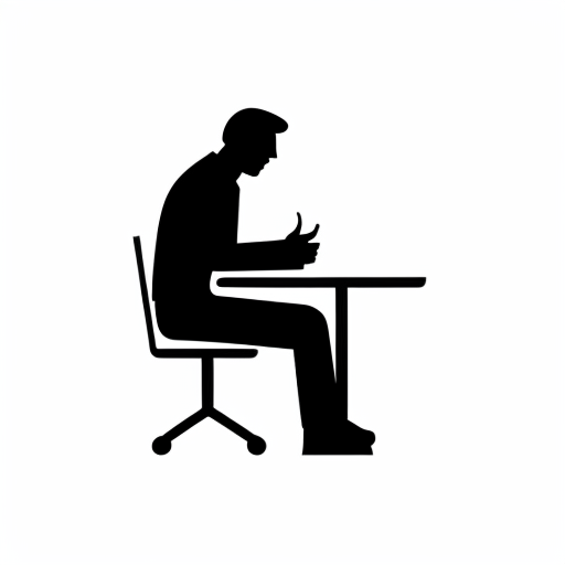pictogram of a man sitting at a table
