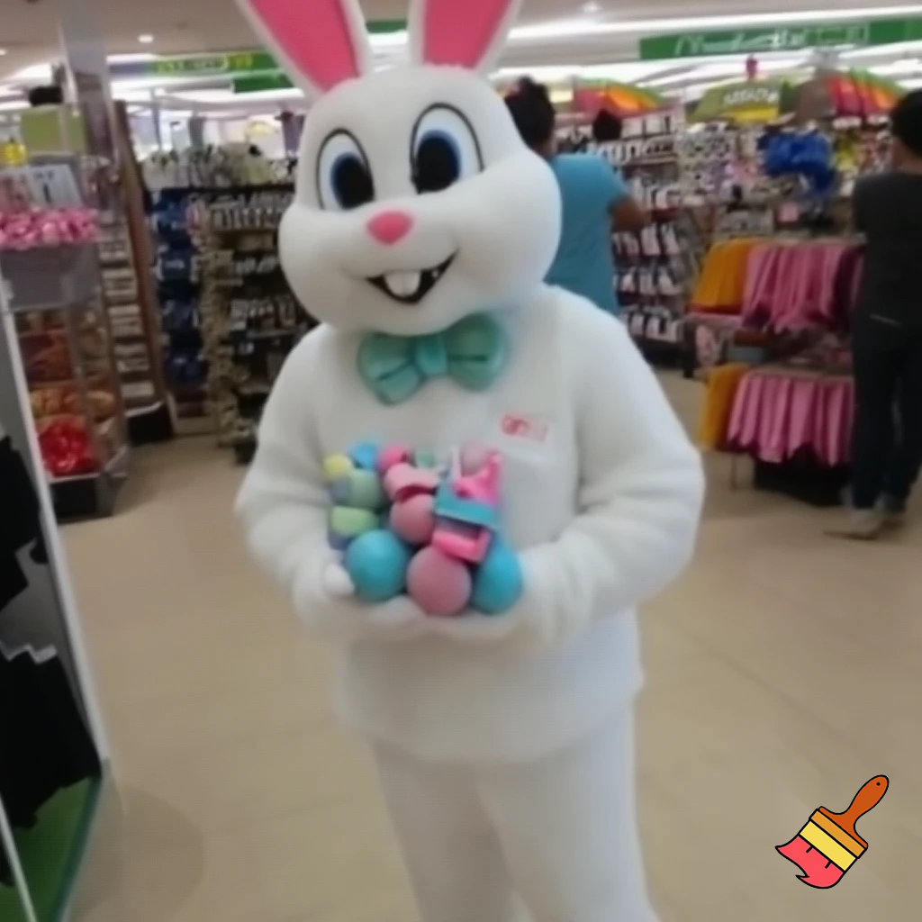 Easter bunny mascot costume shopping Centre
