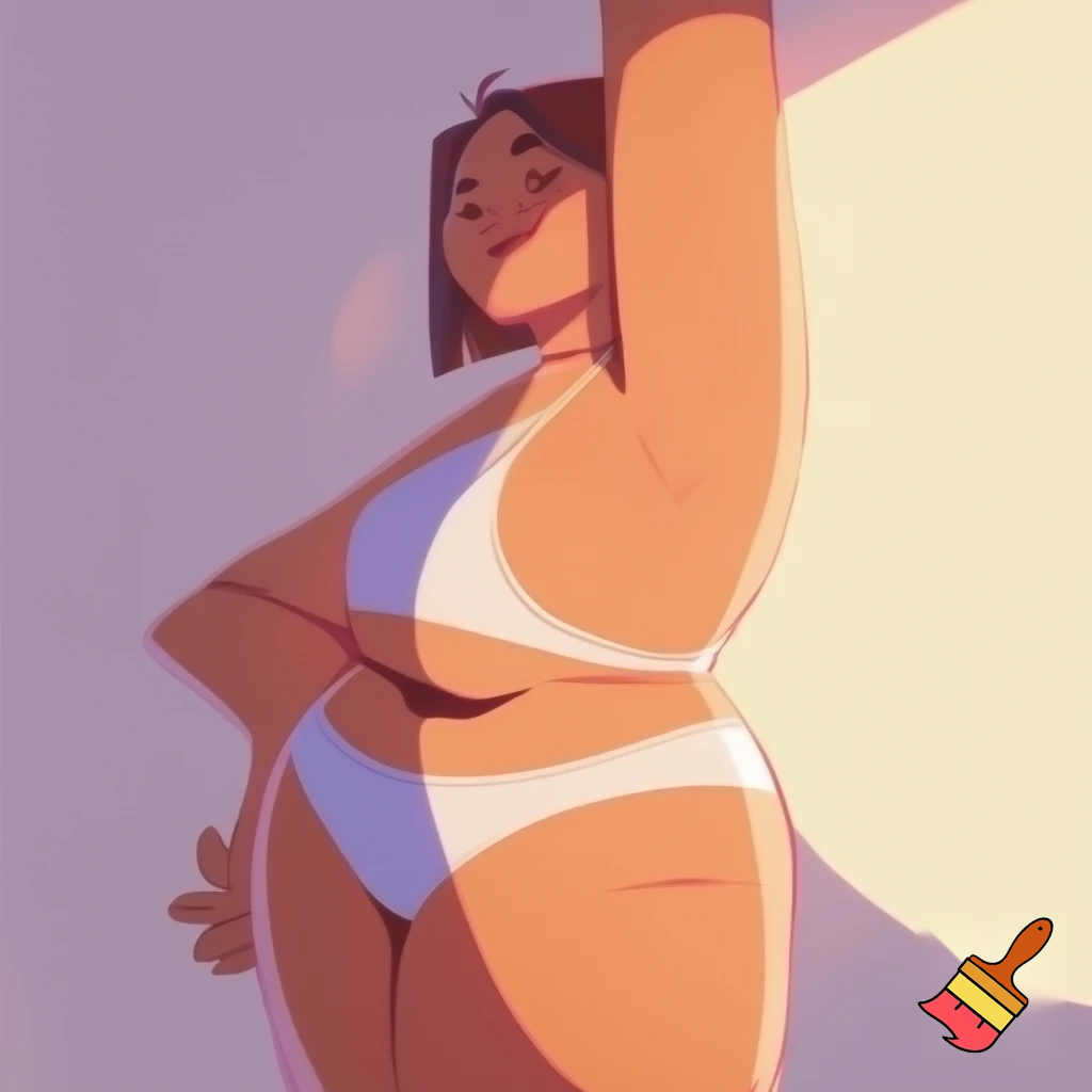 Despict a cartoon woman in underwear with armpit hair showing