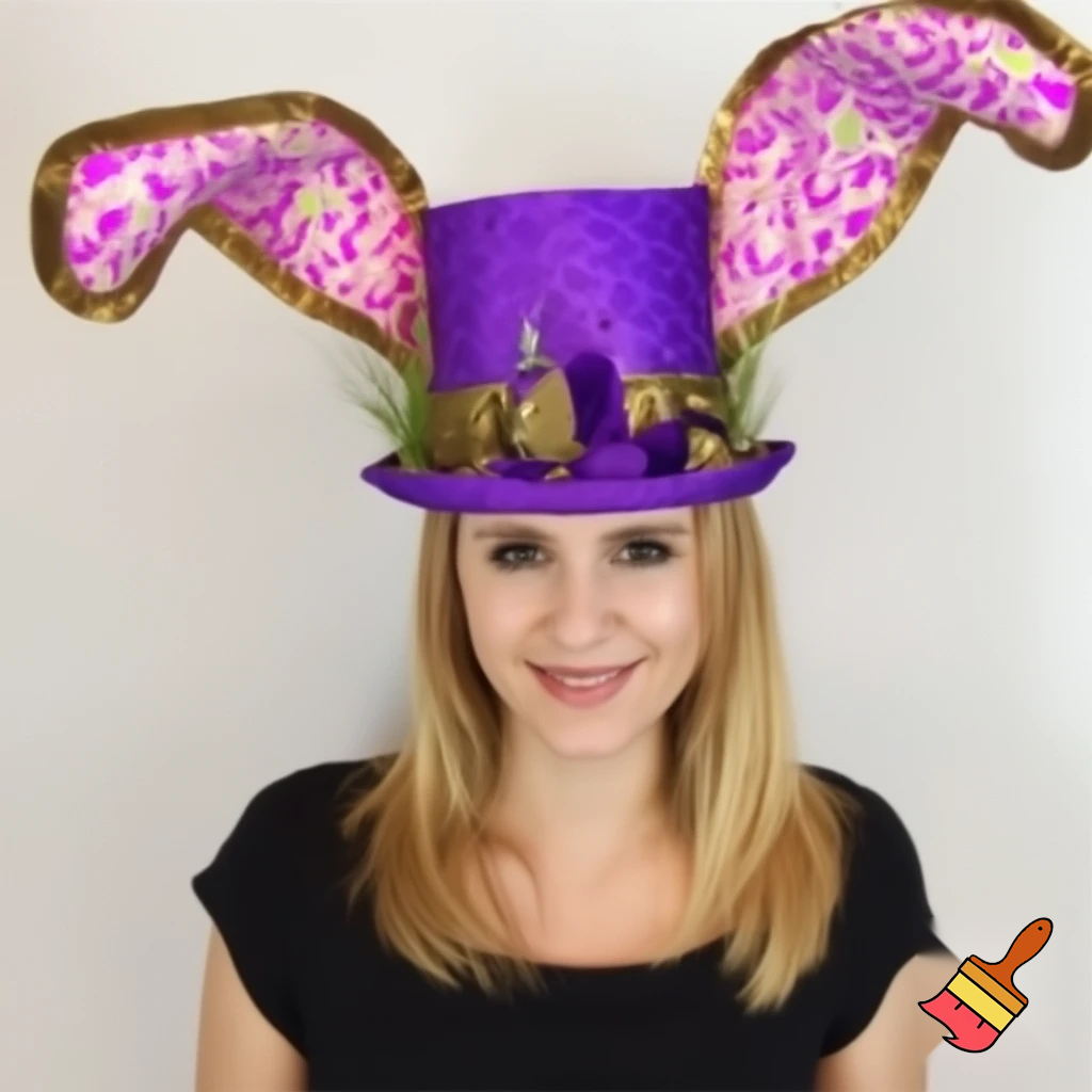 Easter bunny top hat, Easter balcony headband, purple and gold headband top hat rabbit, ear rabbit, ear headband, top hat