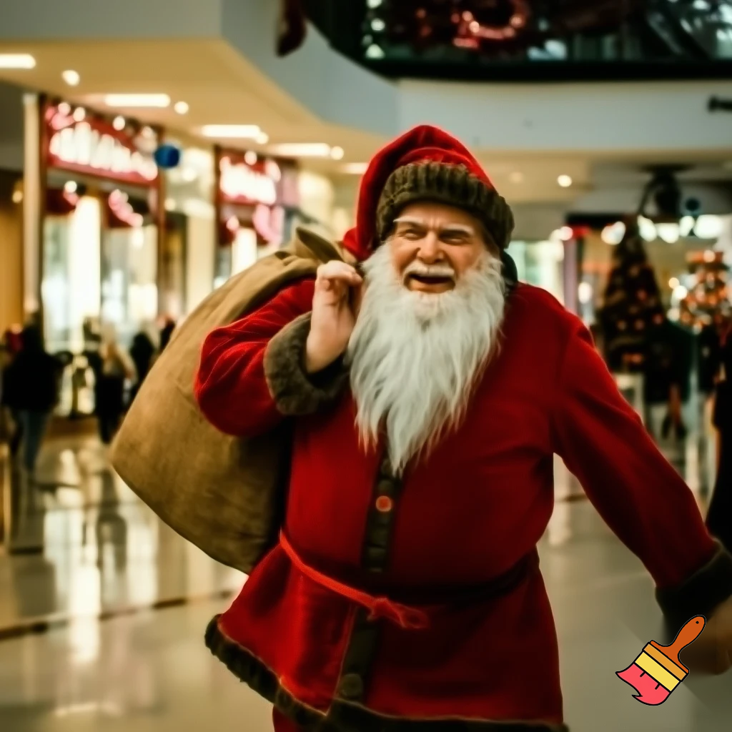 Santa Claus walking at the shopping centre