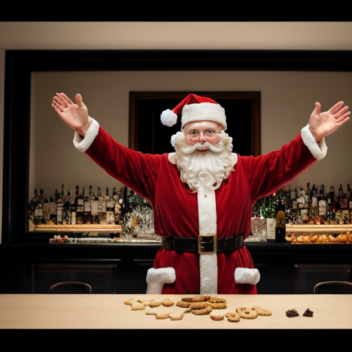 Crea questa immagine 🟡 Aspetto generale • Forma classica da sacchetto di biscotti con chiusura superiore piegata. • Colore predominante: beige/giallo chiaro con sfumature più calde, tipico dei prodotti da forno. 
• Sfondo  LEGGERMENTE SFOCATO: Un Albero di Natale delle luci accese di Natale.
Piano d’appoggio un tavolo di legno con accanto due biscotti a forma di babbo natale e alcuni sbriciolati.

 Testo e loghi • In alto: marchio “Mulino Rotto” in carattere e layout identici al logo Mulino Bianco (scritta blu, cornice bianca con elementi floreali stile mulino bianco).
 • Sotto il logo: dicitura “Ironia e Satira”, piccola e in stile elegante. 
• Titolo grande e centrale: “il BABBO DI MINCHIA’”, in caratteri blu.

• In basso centrale: "a Natale puoi…"

Con font come nelle confezioni reali Mulino bianco. Volutamente infantili e rassicuranti. 
• Il tono generale è amichevole e familiare.
🍪 Elementi grafici • Elemento centrale: 
Full-body front view of Santa Claus standing straight and facing the camera, smiling happily. Classic red Santa hat with large white pom-pom, long soft fluffy white beard. He wears a rich detailed red velvet Santa coat with thick luxurious white fur trim along the edges, cuffs, and hem. The coat has large shiny black buttons down the front, a wide black leather belt with a big golden buckle around the waist, visible stitching details, and slightly worn texture for realism. Under the open coat, black pants with red stripes on the sides and black boots. His arms are fully raised above his head, holding with both hands a large rectangular cardboard sign. The sign is light brown cardboard with visible light paper texture and slightly irregular edges.
On the sign, centered black bold uppercase text distributed on multiple lines exactly as follows:
SE NON CI VEDIAMO PIÙ, BUONE FESTE
The line "BUONE FESTE" has a thick horizontal red strike-through line crossing through the middle of the words, as if correcting an error.
Below it, centered on the sign, the word "MEGLIO" in bold red capital letters, noticeably larger and clearly legible.
Clean white background, festive and warm atmosphere, highly detailed realistic rendering, professional studio lighting, 4k quality
Stile cartoon umoristico esagerato, colori vivaci, atmosfera caotica e comica alla Tex Avery, illuminazione calda da bar mattutino, ultra dettagliato, 8k"


Stile cartoon umoristico esagerato, colori vivaci, atmosfera caotica e comica alla Tex Avery, illuminazione calda da bar mattutino, ultra dettagliato, 8k"
•	La grafica è curatissima: font identici, disposizione degli elementi, stile fotografico dei biscotti sono praticamente indistinguibili dai packaging veri di Mulino Bianco. Questo aumenta l’effetto disturbante e comico.
